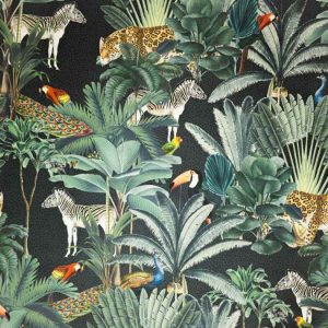 Water Repellent Printed Outdoor Canvas Fabric - Royal Palm