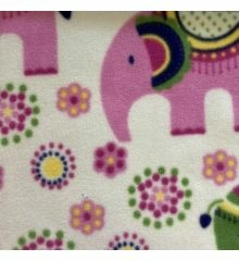 Printed Anti-Pil Fleece - Pink Elephants & Flowers