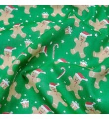 Christmas Polycotton Fabric - Christmas Gingerbread Hats