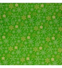 Christmas Print 100% Organic Cotton Poplin Fabric-Christmas Snowflakes - Green