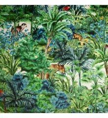 Tropical Digital Printed Plush Velvet Curtain Upholstery Fabric-Cappuchin and Leopard-1M