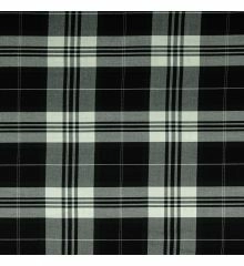 Scottish Tartan Polyviscose Dressmaking Fabric-Black &amp; White