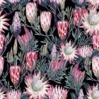 Tropical Digital Printed Plush Velvet Curtain Upholstery Fabric - Protea Flowers