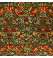 William Morris Printed Velvet Upholstery Fabric-William Morris - Strawberry Thief - Grey-1 Metre