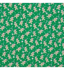 Christmas Polycotton Crafting Fabric 112cm Wide 40+ Designs-Christmas Gingerbread Hats - Green
