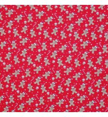 Christmas Polycotton Crafting Fabric 112cm Wide 40+ Designs-Christmas Gingerbread Hats - Red