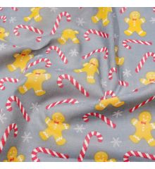 Christmas Polycotton Fabric - Christmas Gingerbread Cane