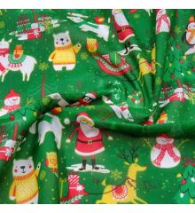 Christmas Polycotton Crafting Fabric 112cm Wide 40+ Designs-Christmas Party - Green