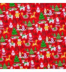 Christmas Polycotton Crafting Fabric 112cm Wide 40+ Designs-Christmas Party - Red