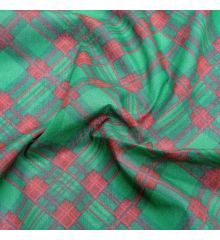 Christmas Polycotton Fabric - Christmas Tartan-Green