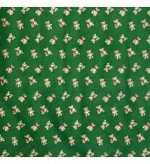 Christmas Polycotton Crafting Fabric 112cm Wide 40+ Designs-Christmas Teddy Bear - Green