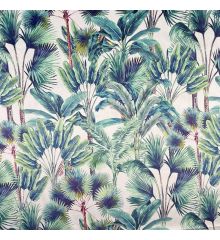 Tropical Digital Printed Plush Velvet Curtain Upholstery Fabric-Palm Springs - Natural-1M