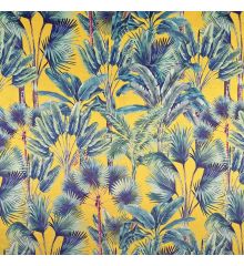 Tropical Digital Printed Plush Velvet Curtain Upholstery Fabric-Palm Springs - Yellow-1M