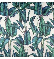 Tropical Digital Printed Plush Velvet Curtain Upholstery Fabric-Paradise - Natural-1M