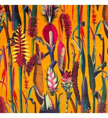 Tropical Digital Printed Plush Velvet Curtain Upholstery Fabric-Botanical Gardens - Sunburst-1M