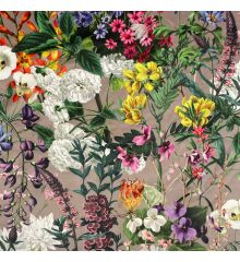Tropical Digital Printed Plush Velvet Curtain Upholstery Fabric-Summer Floral - Dove-1M