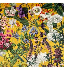 Tropical Digital Printed Plush Velvet Curtain Upholstery Fabric-Summer Floral - Ochre-1M