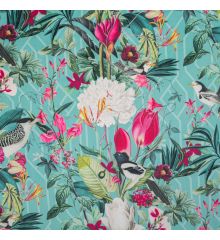 Tropical Digital Printed Plush Velvet Curtain Upholstery Fabric-Patagonia - Duck Egg-1M