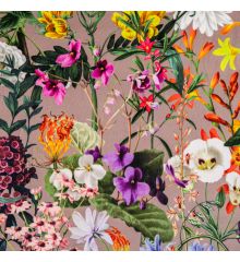 Tropical Digital Printed Plush Velvet Curtain Upholstery Fabric-Summer Floral-Dove Grey-1 Metre