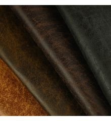 Texas Distressed Faux Leather FR Upholstery Fabric-Black