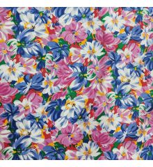 Floral 100% Cotton Fabric-Blue And Pink Flowers