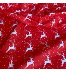 Christmas Polycotton Fabric - Christmas Reindeer