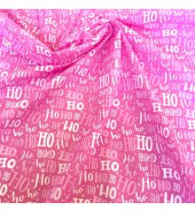 Christmas Polycotton Fabric - Ho Ho Ho-Pink