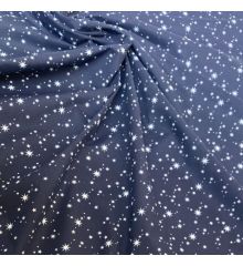Christmas Polycotton Crafting Fabric 112cm Wide 40+ Designs-Christmas Stars - Navy Blue
