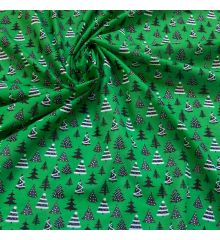 Christmas Polycotton Fabric - Christmas Trees