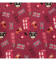 London Corgis 100% Cotton Poplin-Damson