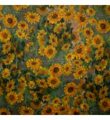Tropical Digital Printed Plush Velvet Curtain Upholstery Fabric-Van Gogh Sunflowers-1M