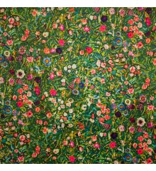 Tropical Digital Printed Plush Velvet Curtain Upholstery Fabric - Watercolour Garden