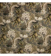 Tropical Digital Printed Plush Velvet Curtain Upholstery Fabric - Utopia-Silver-1M