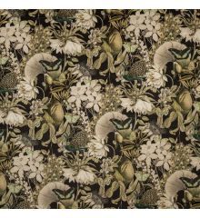 Tropical Digital Printed Plush Velvet Curtain Upholstery Fabric - Utopia-Black-1M