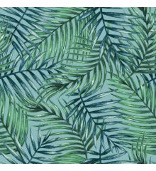 Water Repellent Printed Outdoor Upholstery Fabric - Palm Tree Leaves-Duck Egg