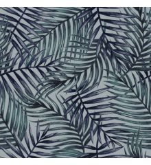 Water Repellent Printed Outdoor Upholstery Fabric - Palm Tree Leaves-Graphite Grey