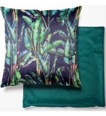 Digital Printed Plush Velvet 46cmx46cm Cushion Covers-Paradise - Navy