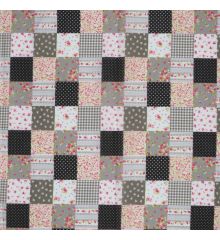 Patchwork Polycotton Fabric-Black