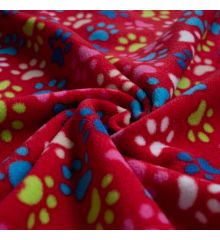 Printed Anti-Pil Fleece - Paw Prints-Red