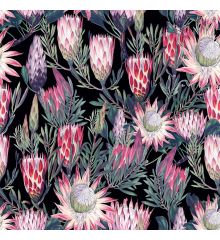 Tropical Digital Printed Plush Velvet Curtain Upholstery Fabric - Protea Flowers