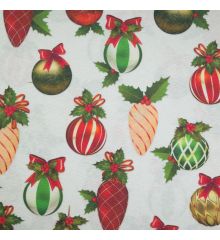 Printed Water Resistant Tablecloth Fabric-Christmas Baubles