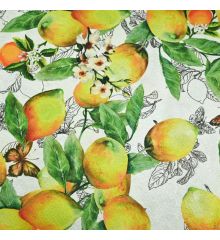 Printed Water Resistant Tablecloth Fabric-Lemon Tree