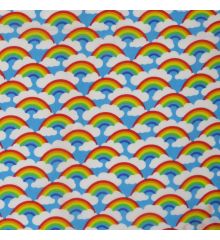 Rainbows Polycotton Fabric-Light Blue
