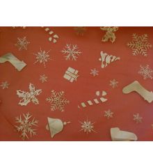 Christmas Silver Stockings and Presents Chiffon-Red