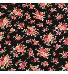 Rose Bush 100% Cotton Poplin-Black