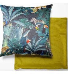 Digital Printed Plush Velvet 46cmx46cm Cushion Covers-Royal Palm - Midnight
