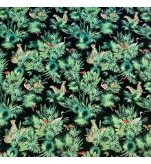 Tropical Digital Printed Plush Velvet Curtain Upholstery Fabric-Amazon - Black