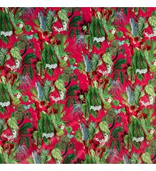 Tropical Digital Printed Plush Velvet Curtain Upholstery Fabric-Exotic - Cerise-1M