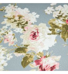 Water Repellent Printed Outdoor Canvas Fabric-English Rose - Grey
