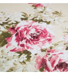 Water Repellent Printed Outdoor Canvas Fabric - English Rose-Cream
